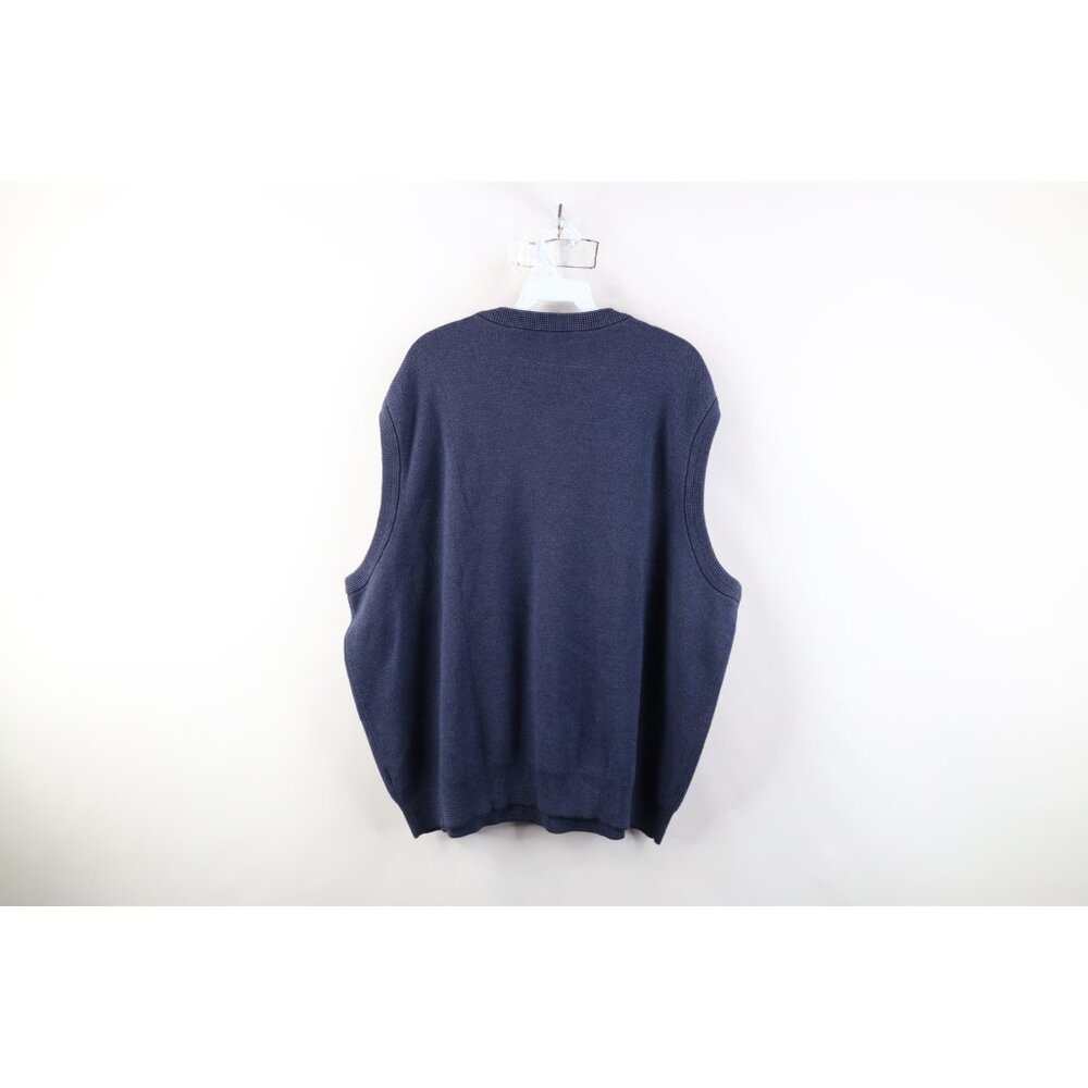 Vintage 90s Streetwear Mens 2XL Faded Blank Thermal Knit V-Neck Sweater Vest - Picture 9 of 11